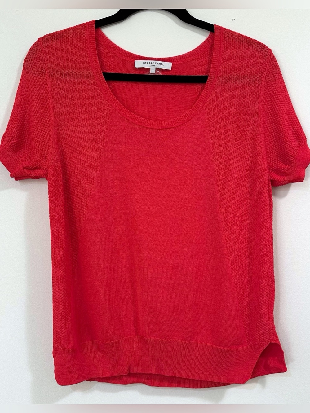 Gerard Darel Red Orange Short Sleeve Shirt Size 2